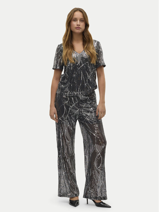 Vero Moda Vero Moda Hlače iz tkanine Ellen 10319016 Črna Straight Fit
