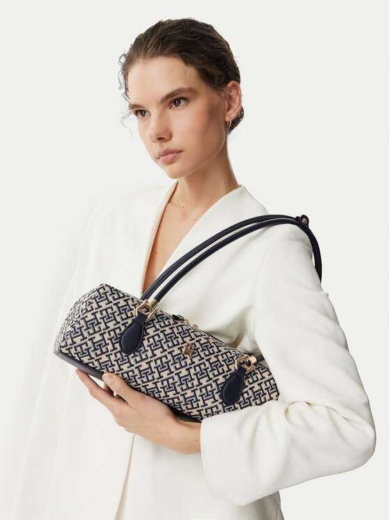 Tommy Hilfiger Geantă Th Grace Shoulder Bag Jacquard AW0AW18752 Albastru