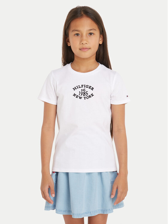 Tommy Hilfiger Tricou Monotype KG0KG08061 Alb Regular Fit