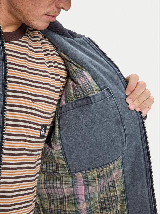 Quiksilver Quiksilver Jeansová bunda Shaper Pad EQYJK04174 Šedá Regular Fit