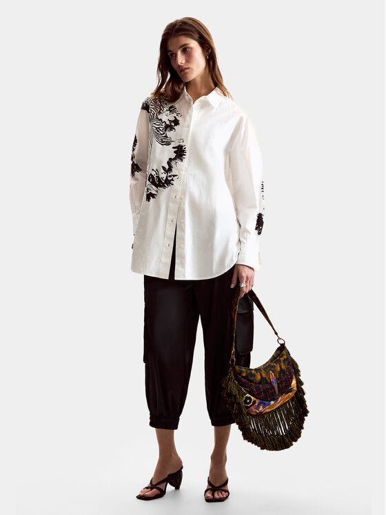 Desigual Desigual Cămașă Orchid Lacroix 26SWCW29 Alb Oversize