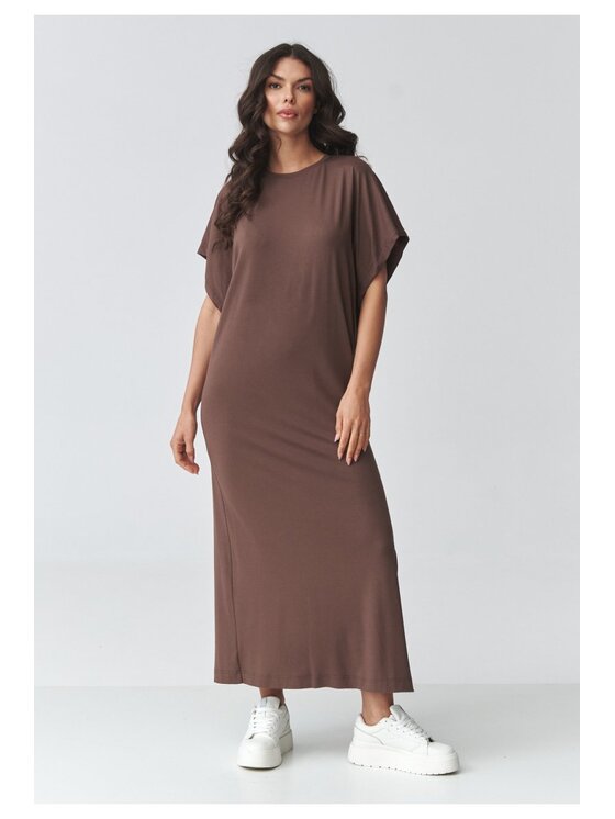 Makadamia Makadamia Sukienka codzienna M927 Brązowy Loose Fit