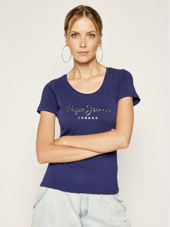 Pepe Jeans Pepe Jeans Marškinėliai PL504034 Tamsiai mėlyna Regular Fit