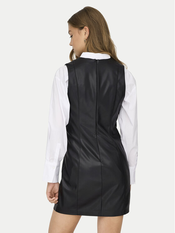 ONLY ONLY Dirbtinės odos suknelė Nelly 15360558 Juoda Slim Fit