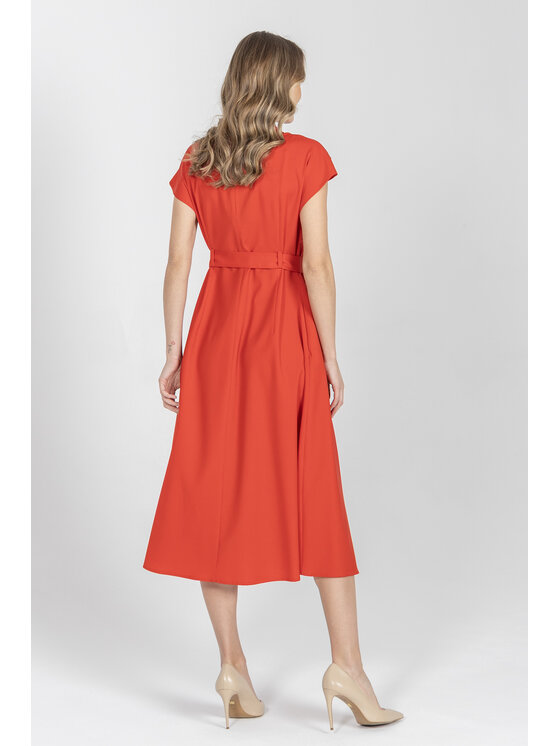 Deni Cler Milano Deni Cler Milano Sukienka koszulowa W-DC-3262-F2-A7-30-1 Czerwony A-Line Fit