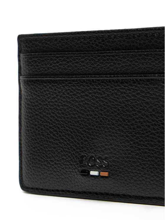 BOSS BOSS Etui na karty kredytowe Grained faux-leather card holder with signature details 50536513 Czarny