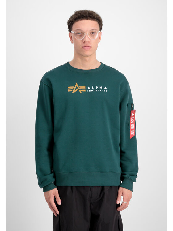 Alpha Industries Alpha Industries Bluza Alpha Label Sweatshirt Zielony Regular Fit