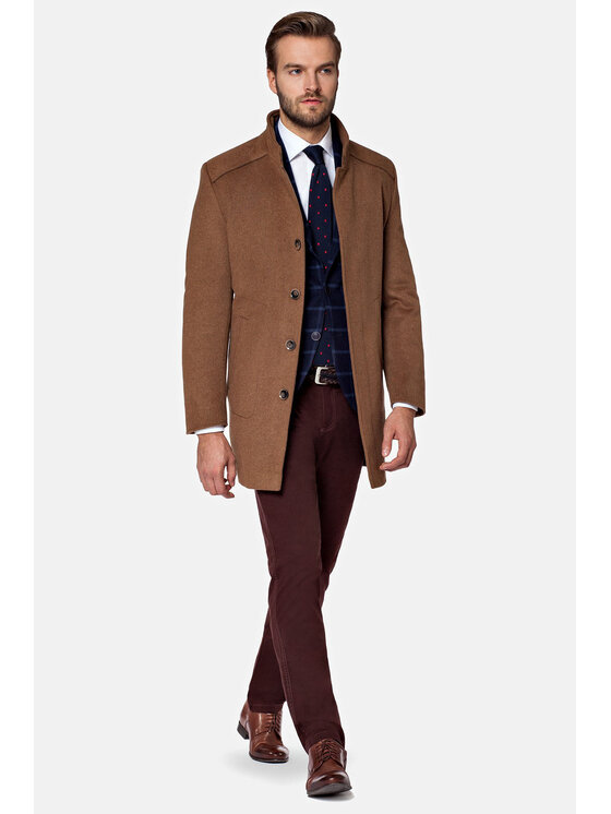 Lancerto Lancerto Płaszcz wełniany Camilo KU998217000001 Brązowy Regular Fit