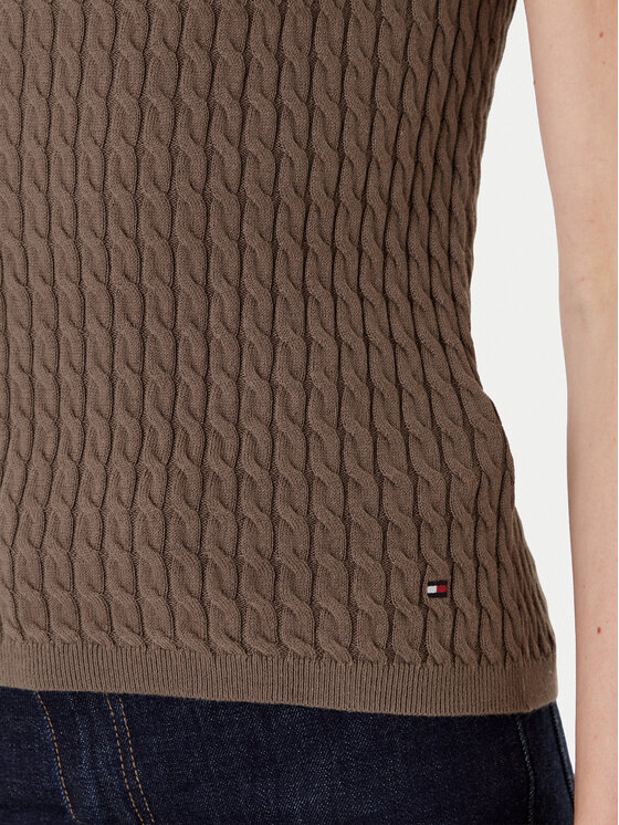 Tommy Hilfiger Tommy Hilfiger Top WW0WW45706 Hnedá Slim Fit