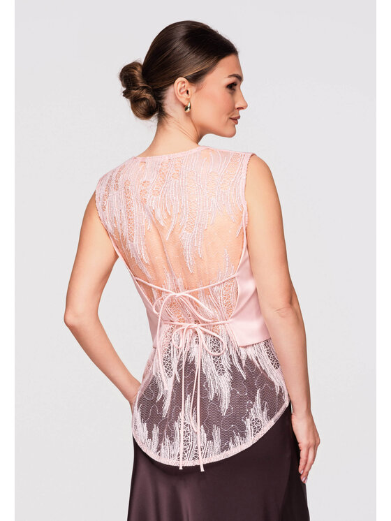 Ombre Ombre Kamizelka OW-VE-E0002 Różowy Slim Fit