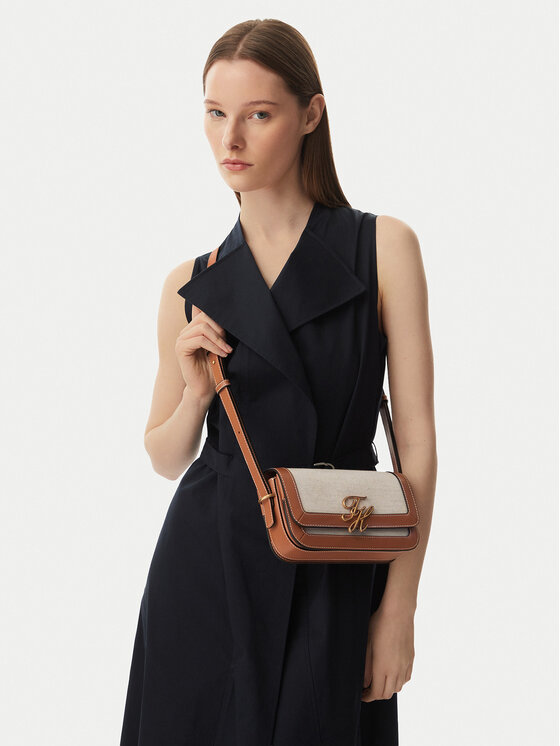Tommy Hilfiger Geantă Th Script Flap Crossover Canvas AW0AW18737 Crem