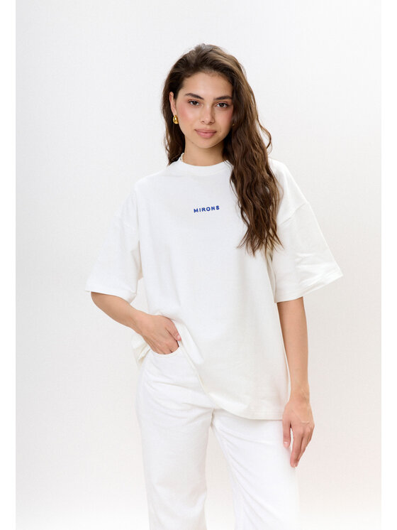 Mirons Mirons T-Shirt Print Biały Oversize