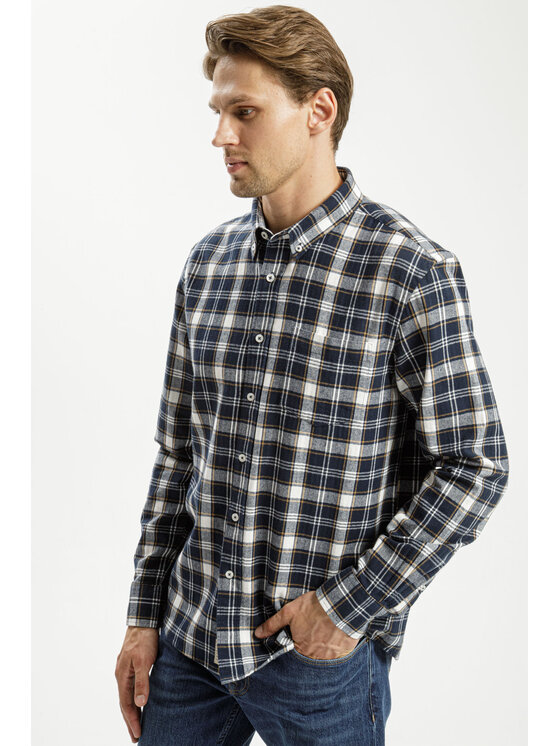 Cross Jeans Cross Jeans Koszula 35570-001 Granatowy Regular Fit
