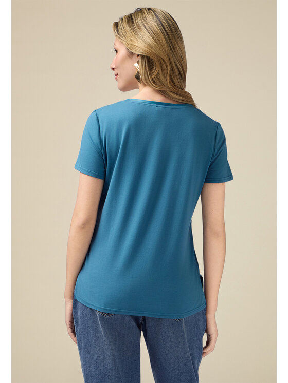 Oltre Oltre T-Shirt G163J203987N015 Turkusowy Regular Fit