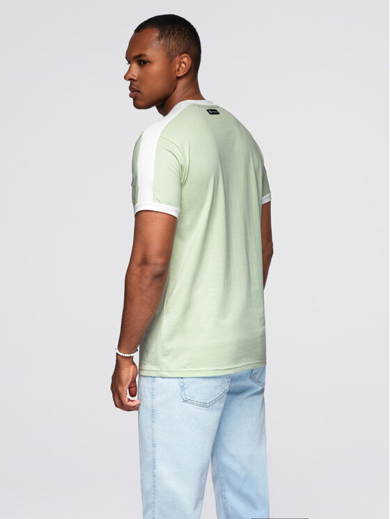 Ombre Ombre T-Shirt OM-TSCT-0115 Zielony Regular Fit