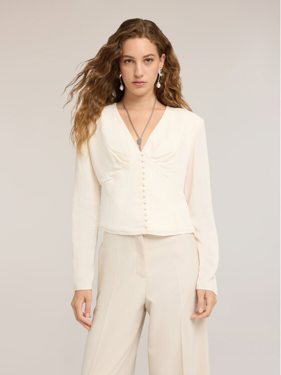 Motivi Motivi Blusa 2092Q002002N011 Bianco Cropp Fit