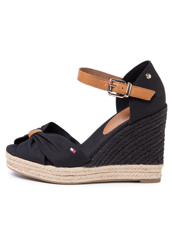 Tommy Hilfiger Tommy Hilfiger Espadrile Basic Opened Toe High Wedge FW0FW04784 Negru