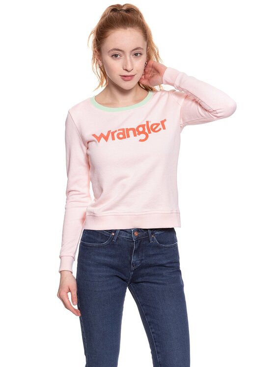 Wrangler Wrangler Sweter RETRO KABEL SWT Różowy Loose Fit