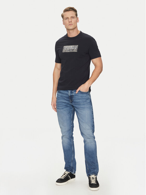 Guess Guess T-krekls M5GI19 J1314 Tumši zils Regular Fit
