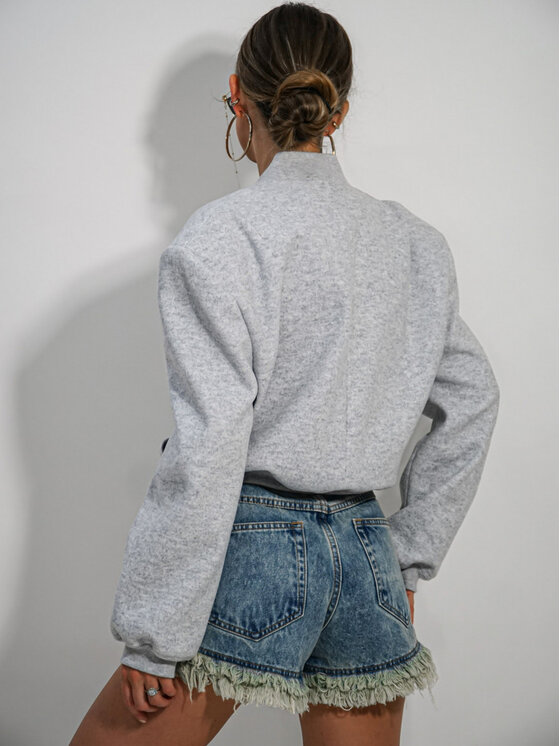 LilaLou LilaLou Kurtka bomber Bomberka Szary jasny Regular Fit