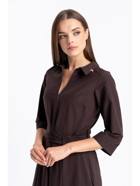 CLICK CLICK Každodenní šaty 60-6157 Hnědá Regular Fit