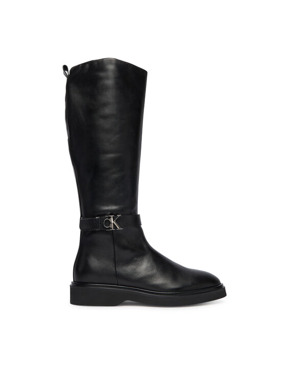 Calvin Klein Calvin Klein Kozačky Knee Boot W/ Metal Logo HW0HW02665 Černá
