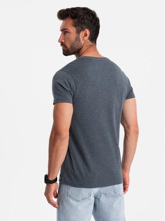 Ombre Ombre T-Shirt OM-TSCT-0155 Tmavomodrá Regular Fit