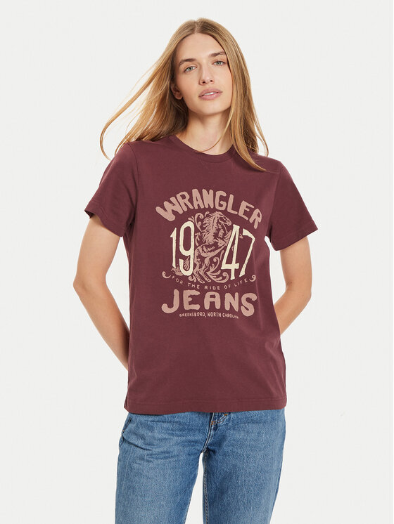 Wrangler T-krekls Graphic 112356427 Bordo Regular Fit