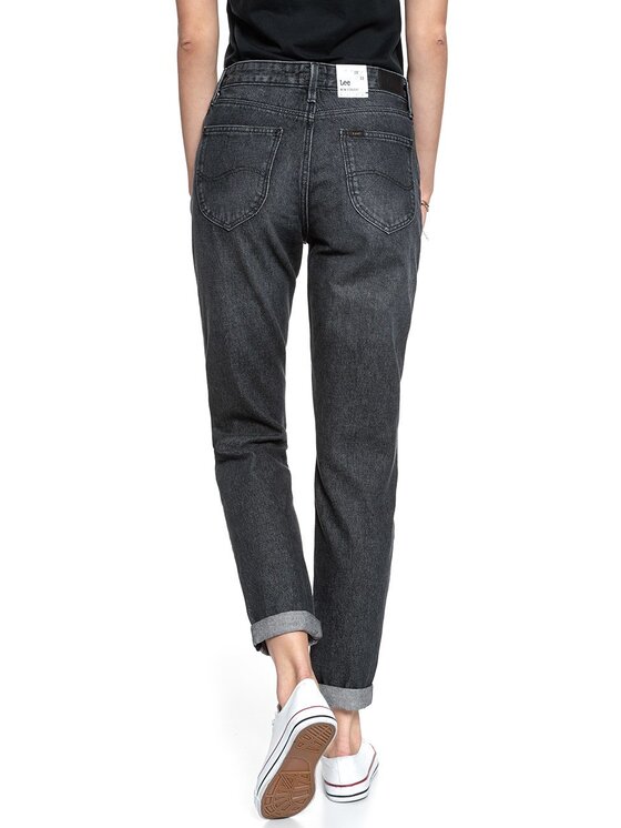 Lee Lee Jeansy MOM STRAIGHT Czarny Regular Fit