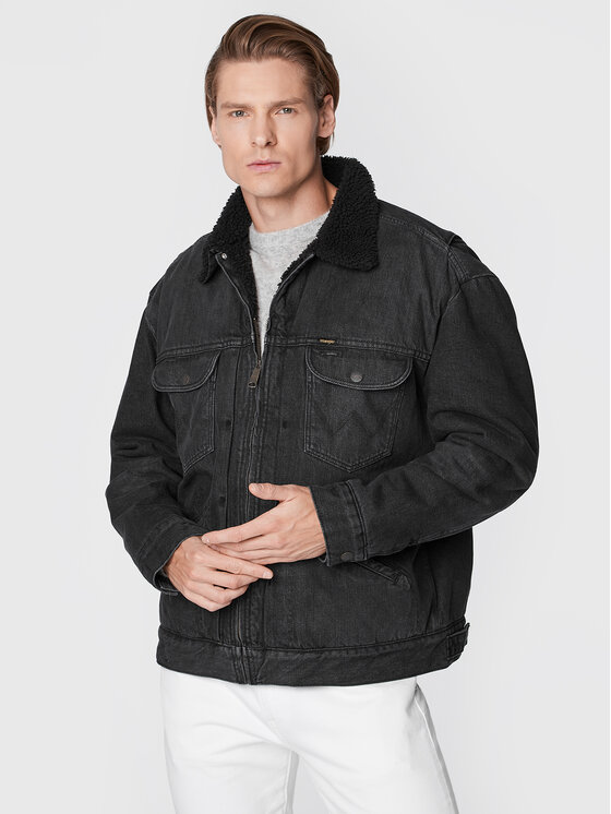 Wrangler Wrangler Джинсова куртка Antifit Sherpa W4727029P 112321160 Чорний Relaxed Fit