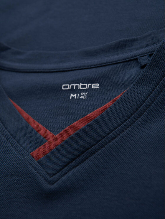 Ombre Ombre T-Shirt OM-TSCT-0198 Granatowy Regular Fit