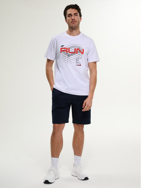 4F 4F T-Shirt MONOCHROME MOVEMENT Biały Regular Fit