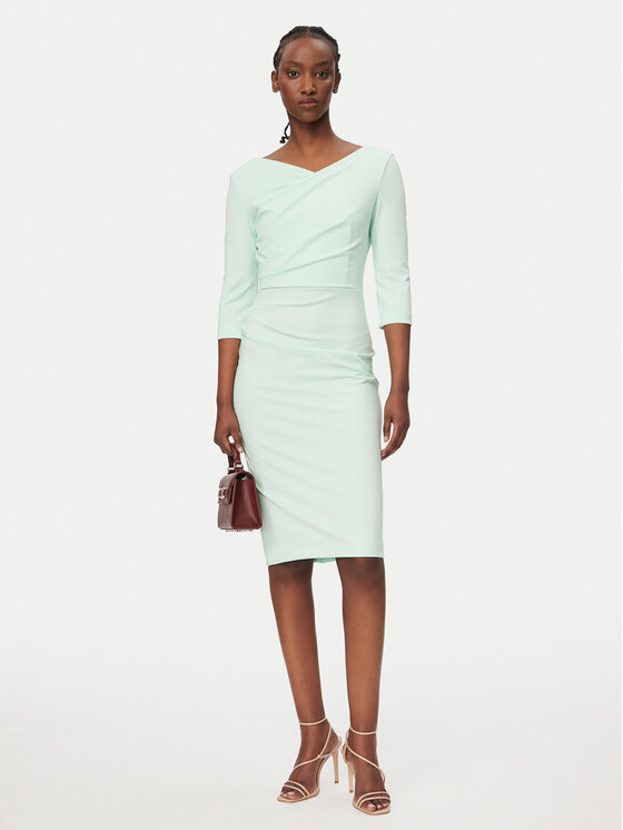 Rinascimento Rinascimento Cocktail obleka CFC0127699003 Zelena Slim Fit