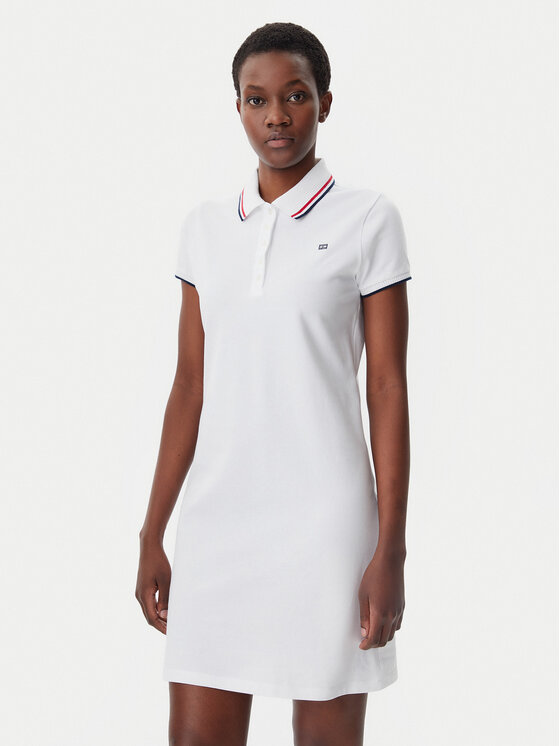 Tommy Hilfiger Tommy Hilfiger Rochie de zi WW0WW45532 Alb Regular Fit