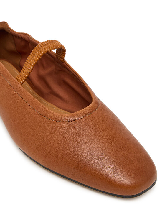 Tommy Hilfiger Tommy Hilfiger Balerinke Soft Leather Ellastic Ballerina FW0FW09245 Rjava