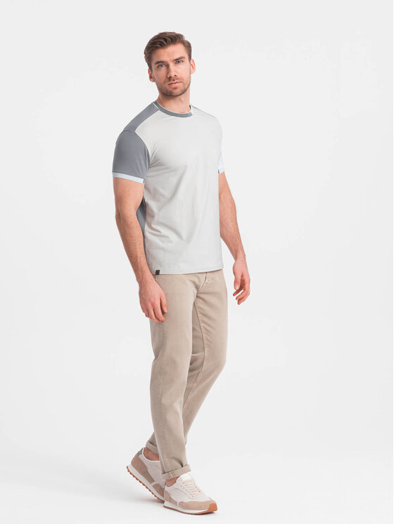 Ombre Ombre T-Shirt OM-TSCT-0176 Šedá Regular Fit