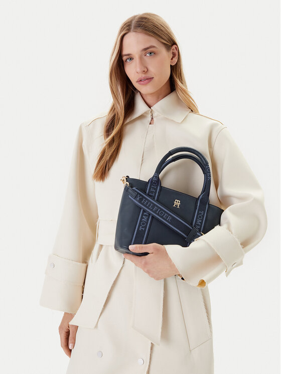 Tommy Hilfiger Tommy Hilfiger Torbica Th Logotape Mini Tote AW0AW17201 Tamnoplava