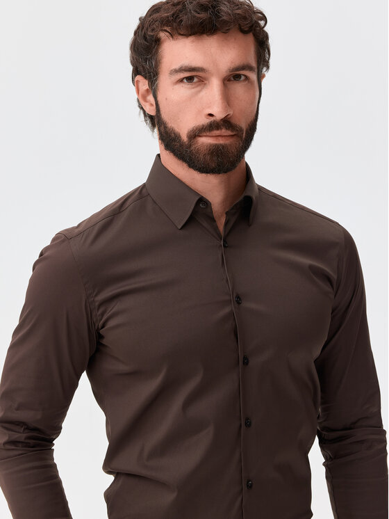 Evenemen Evenemen Koszula Punto G. Riva Espresso Brązowy Slim Fit