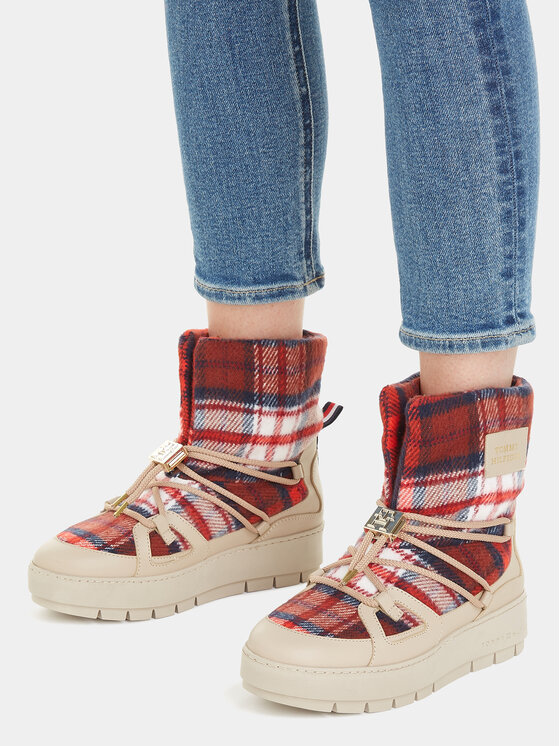 Tommy Hilfiger Tommy Hilfiger Μπότες Χιονιού Tartan Snowboot FW0FW07612 Μπεζ
