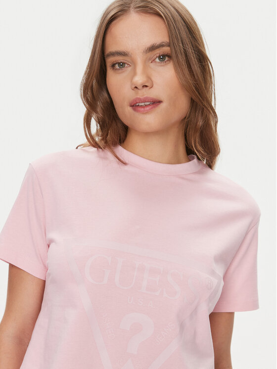 Guess Guess T-Shirt Adele V2YI06 K8HM0 Różowy Regular Fit