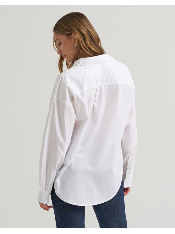 Lee Lee Koszula X MM BOYFRIEND SHIRT Biały Relaxed Fit