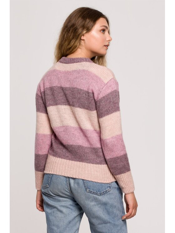 BeWear BeWear Sweter bk071 Różowy Baggy Fit