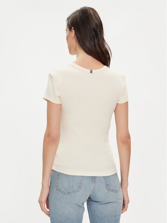 Tommy Hilfiger Tommy Hilfiger T-särk WW0WW41776 Beež Slim Fit
