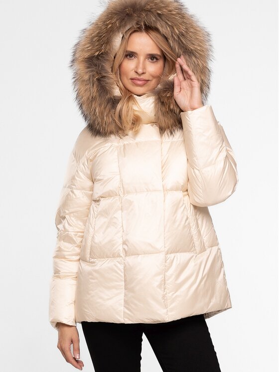 Perso Perso Kurtka damska BLH254152FXR Écru Regular Fit