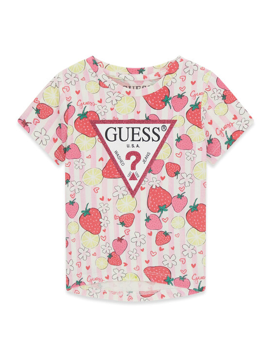 Guess Guess Tričko K6GI13 K6YW4 Ružová Regular Fit