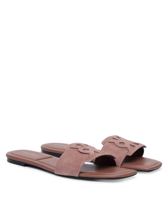 Calvin Klein Calvin Klein Παντόφλες Square Flat Sndl Embl Suede HW0HW03055 Ροζ