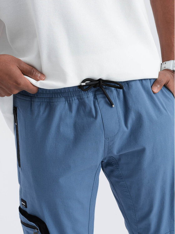 Ombre Ombre Joggers kalhoty OM-PAJO-0135 Modrá Cargo Fit