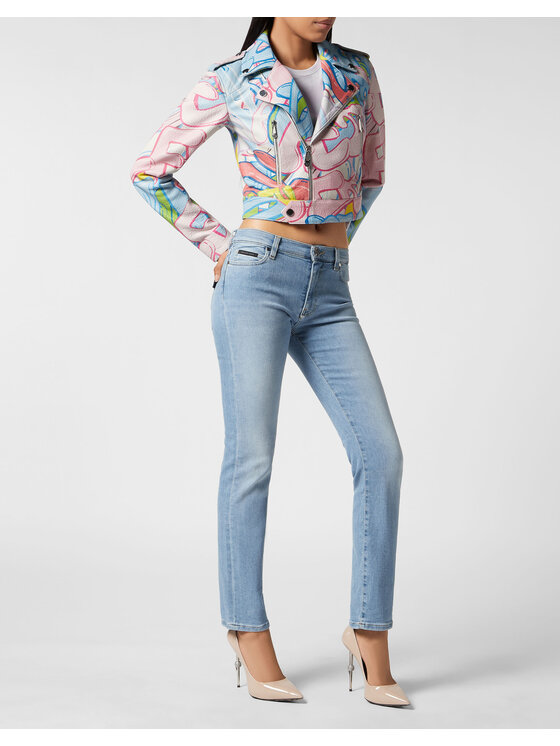 PHILIPP PLEIN PHILIPP PLEIN Kurtka skórzana 15267 Kolorowy Regular Fit