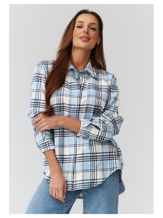 Makadamia Makadamia Koszula C35 Niebieski Loose Fit
