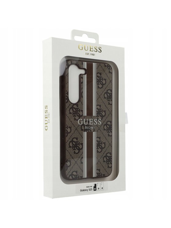 Etui na telefon Guess, Brązowe, Printed Stripe
